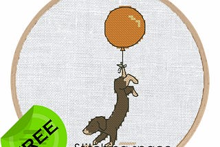 The free printable small and easy cross-stitch pattern with pretty “Little Brown Dog” in modern…