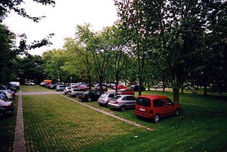 Parking lot at the University of Copenhagen, Denmark.