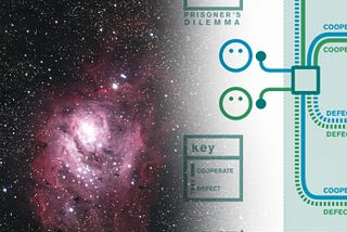 Header image of the cosmos and a Prisoner’s Dilemma flowchart. Photos courtesy of Stephen Rahn from stocknsap.io and Christopher X Jon Jensen (CXJJensen) & Greg Riestenberg from Wikimedia Creative Commons.