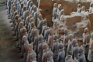 The Terracotta Army, discovered in 1974 by some local villagers in Xi’an, China