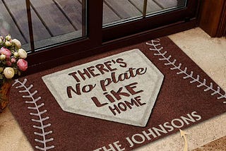 TOP Personalized custom name baseball there’s no plate like home doormat