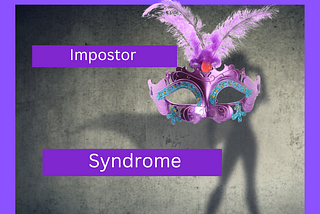 Superwoman shadow behind a purple mask, impostor syndrome