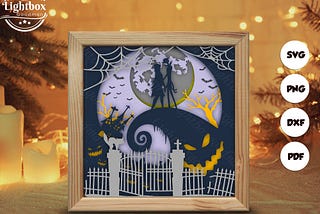 Nightmare Christmas 7 Shadow Box Files, Paper Cut Light Box Template Files, Shadow Box Paper Cut, 3D Papercut Light Box SVG File DIY