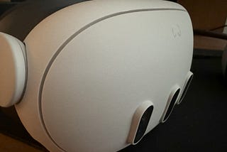 A close up of the front of a Meta Quest 3 VR/MR headset.