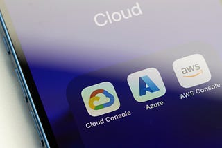 A phone with AWS, Azure, and Google Cloud apps installed