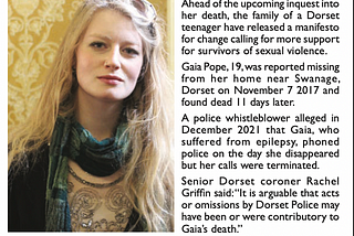 Gaia Pope: Manifesto for change released ahead of upcoming inquest