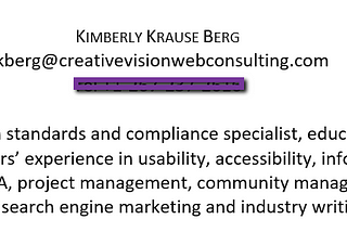 Screen shot of the Professional CV for Kim Krause Berg introduction description about her skills.