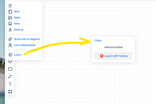 Login to flowchart editor with Yandex