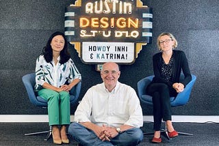 Week 1 at IBM — photo from fireside chat in Austin, TX with IBM’s Inhi Cho Suh and Phil Gilbert.