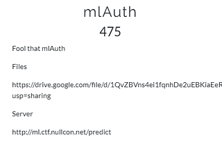 Nullcon-HackIM CTF 2019- MLAuth-Misc(500)Writeup