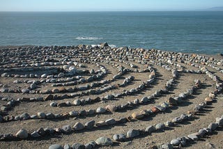 stone labyrinth by the ocean