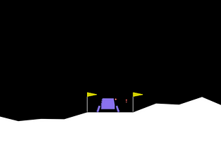 A screenshot of the lunar lander environment showing a high reward episode