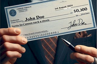 Cheque to John Doe for $0,000