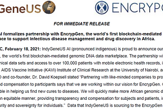 February 2021: EncrypGen Progress Report