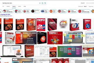 Bing showing me a bunch of Nero Burning DVDs images.