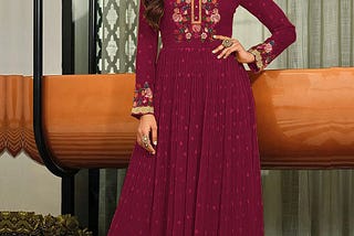 Pink Georgette Anarkali Suit With Thread Work And Sequin