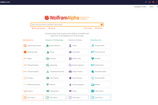 Wolframalpha, an AI powered website for subjects, personal development and school help