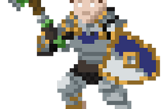 Reed, a halfling paladin, wields his trusty shield and warhammer.