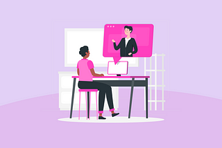 Illustration of a women having a virtual meeting.