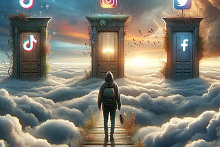 Writer looks ar social media doors.