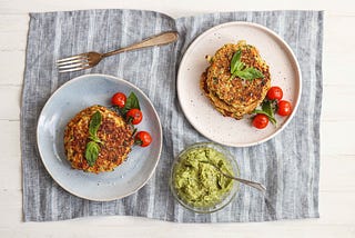 Zucchini & Carrot Fritters With Avocado Dip