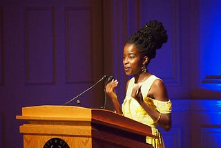 Amanda Gorman speaking at the Library of Congress