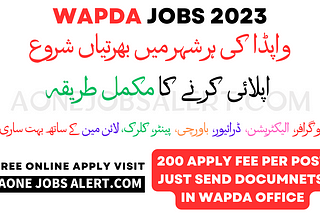 WAPDA Jobs Through Open Testing Service 2023  — Aone Jobs Alert
 Posted on:	25th November 2023
