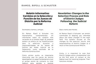 Boletín Informativo: Cambios en la Selección y Función de los Jueces de Distrito por la Reforma…