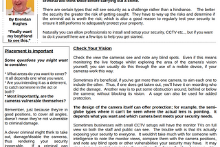 An article sharing tips and hints on how to setup your own security system; specifically CCTV.