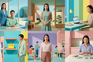 A collage of the common types of Asian women