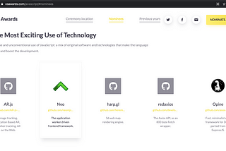 neo.mjs nominated for “The most exciting Use of Technology”