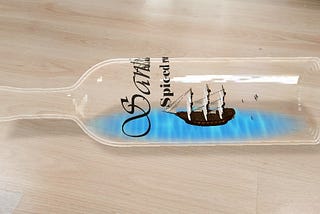 An augmented reality ship in a bottle