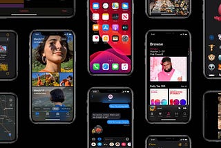 iPhone screens on Dark Mode