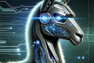 This digital illustration depicts a high-tech, robotic llama, designed to embody the advanced technology of the LLaMA 3 model