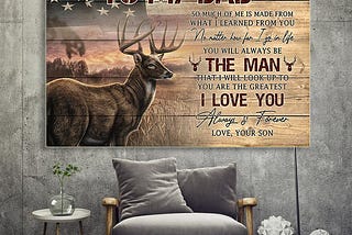 COOL American flag Deer hunting To my dad love your son canvas prints