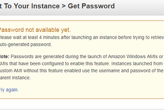 AWS: Can’t get a window password when using custom AMIs.