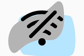 A no wi-fi logo with a 3 bar radar with a slash through it