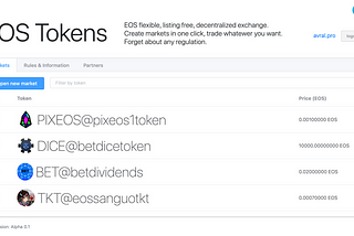 Introduction EOS Tokens DEX — First listing free onchain limit trading.