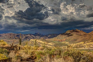 Dark clouds over the Sonoran Desert.
