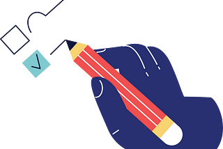 vector illustration of hand holding a pencil completing a checklist