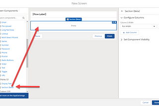 Salesforce Lightning Flows — Sections (Beta) Component