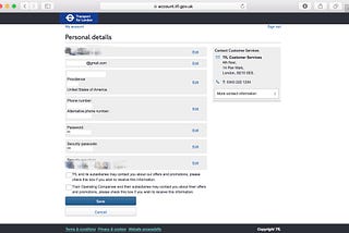Improving Personal Detail Page on TfL’s Website