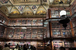 The Morgan Library: an impressive, massive library with a vaulted roof