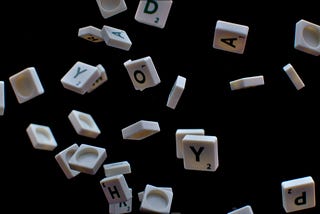 Scrabble bricks floating