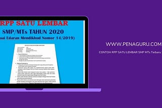 RPP Satu Lembar SMP MTs Terbaru 2020