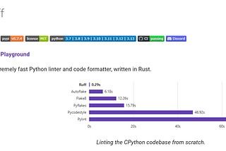 Ruff: a game changer for Python linters.
