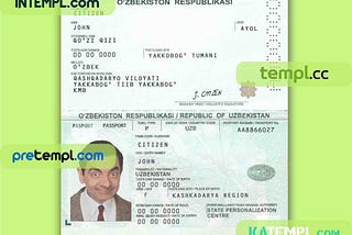 Uzbekistan passport PSD download template