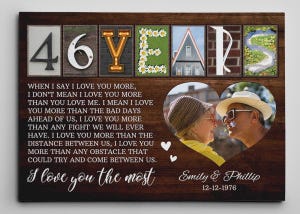 46th Anniversary Letter Art with Photo Canvas Print