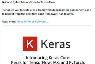 Keras Core— With PyTorch , JAX and TensorFlow