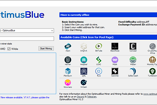 Mining with the OptimusBlue Miner